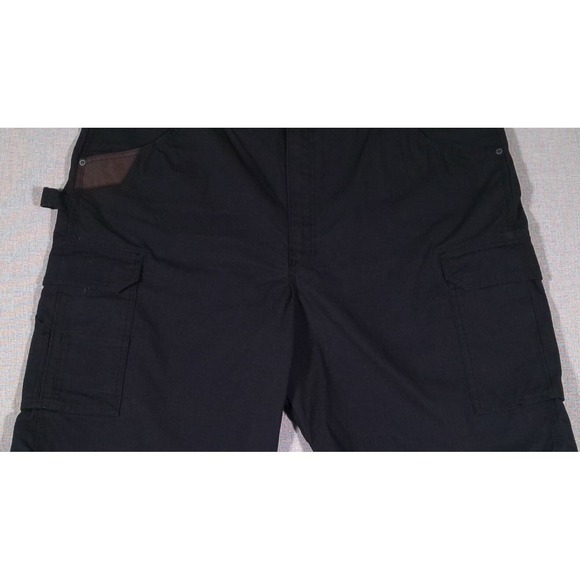 New Wrangler‎ Workwear Carpenter Shorts Mens 44 Black Ripstop Canvas Cargo - Picture 2 of 14